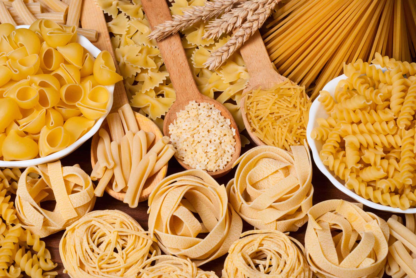 Various raw pastas