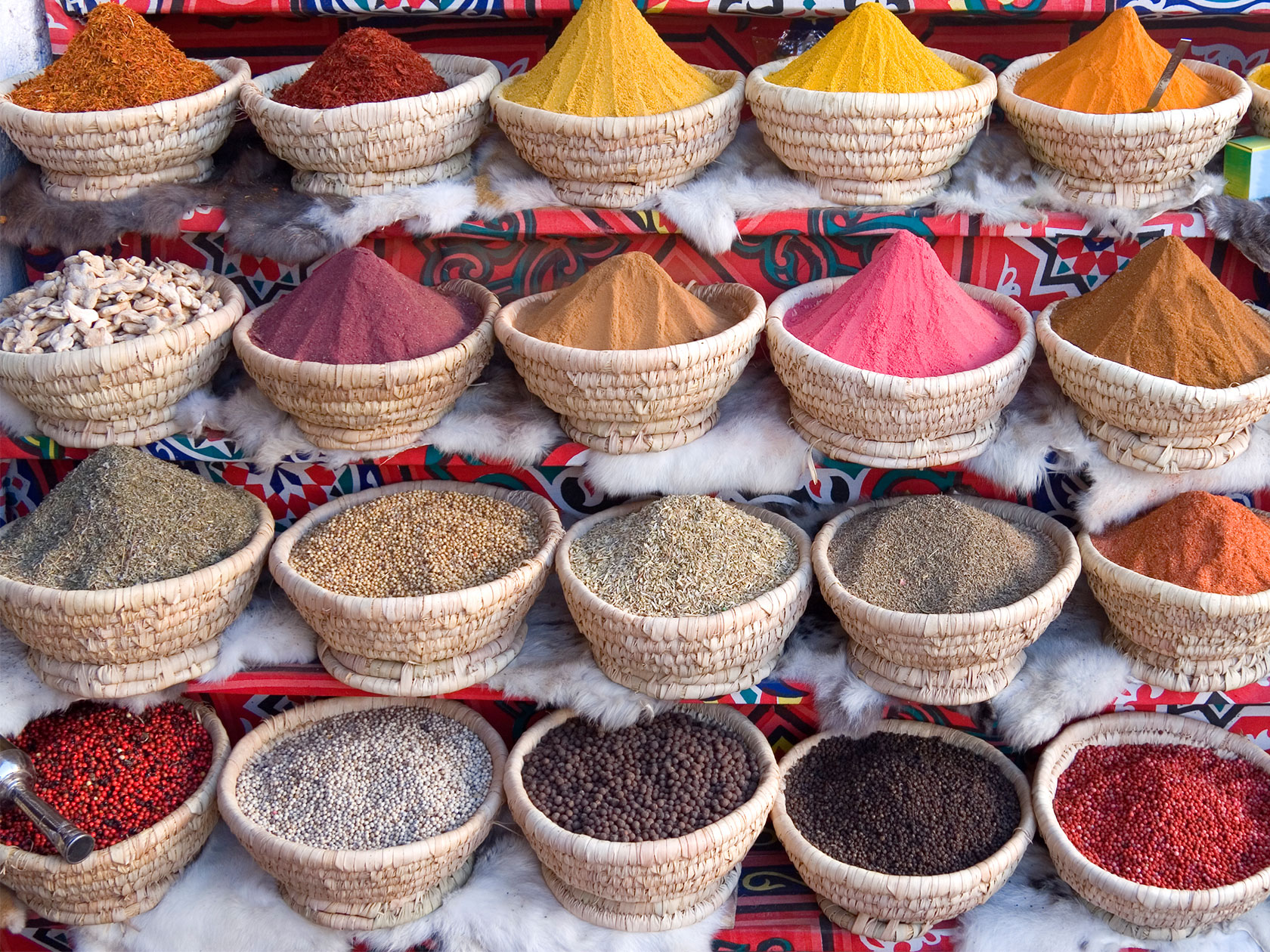 Colourful display of spices, Sharm el Sheik, Egypt.