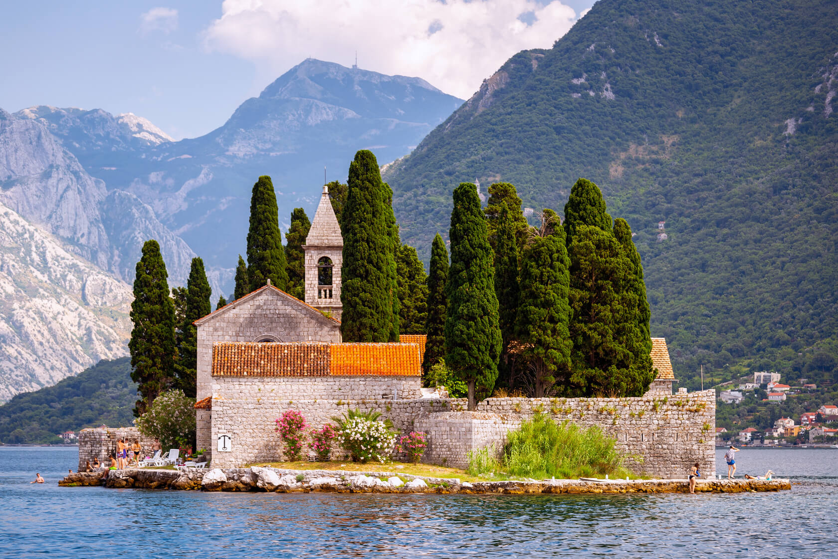 https://www.gettyimages.com/detail/photo/sveti-juraj-monastery-saint-george-island-perast-royalty-free-image/1159470601(Perast, Our lady of the rocks)The beautiful and iconic Sveti Juraj Monastery on Saint George Island in Perast, Montenegro Photograph taken from near the Our Lady of the Rocks during the day.
