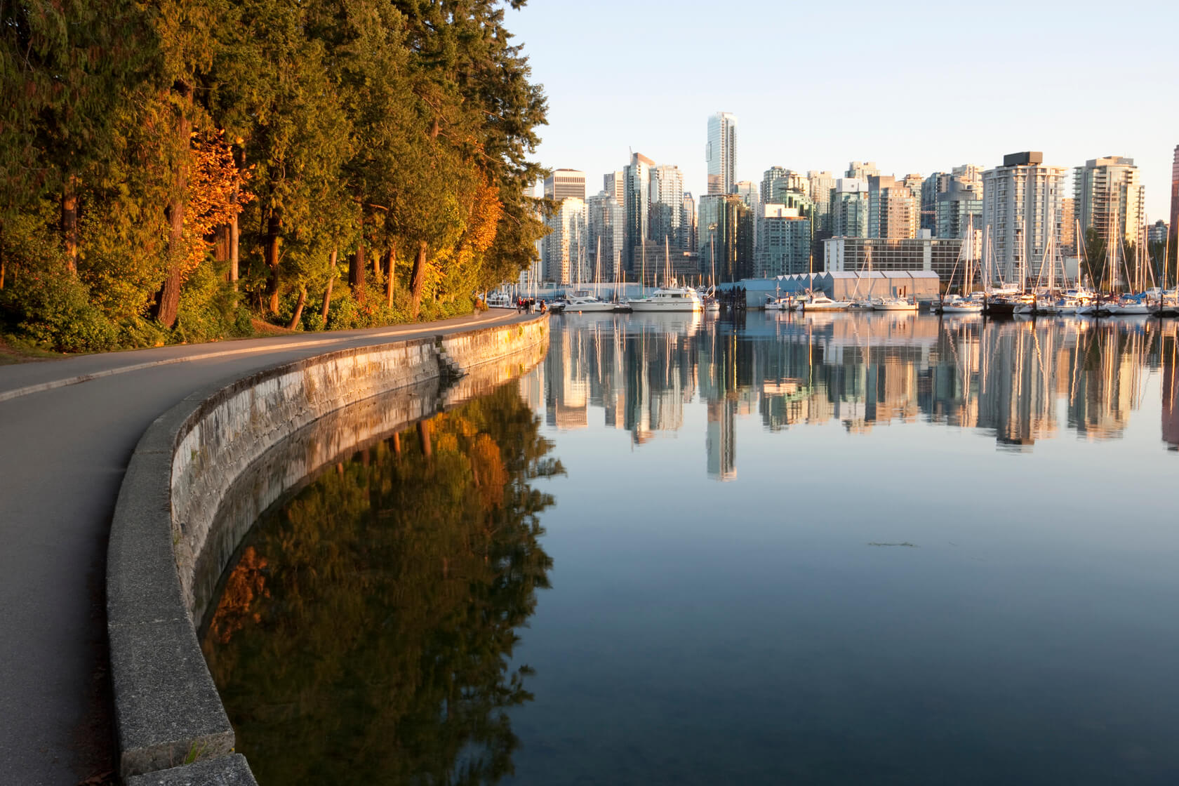 Vancouver, British Columbia, Canada - August 14th, 2018: View of the English Bay and mountains from Vanier Park.