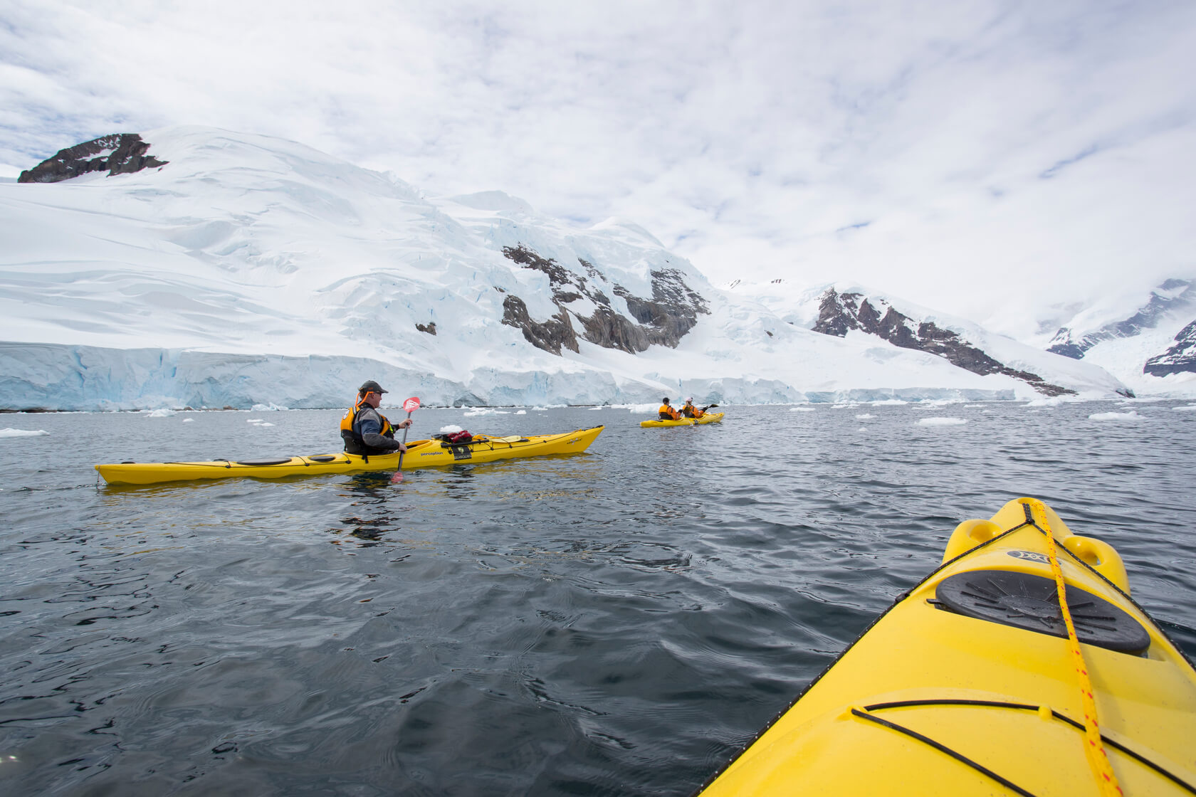 Kayak, Neko Harbor, Antarctica, snow, iceberg, mountains