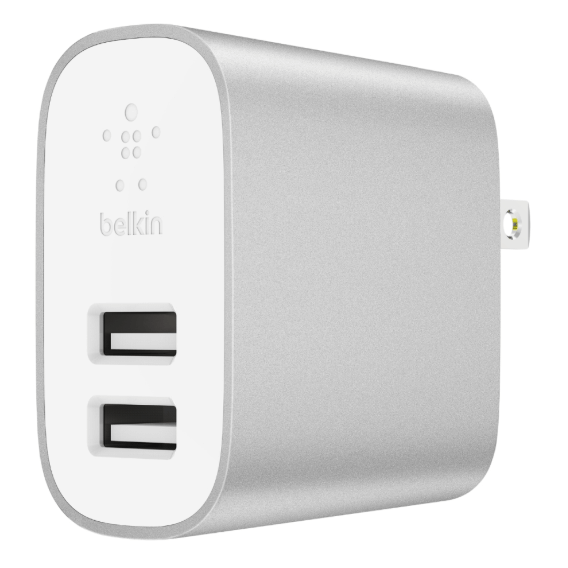 A silver portable belkin USB 