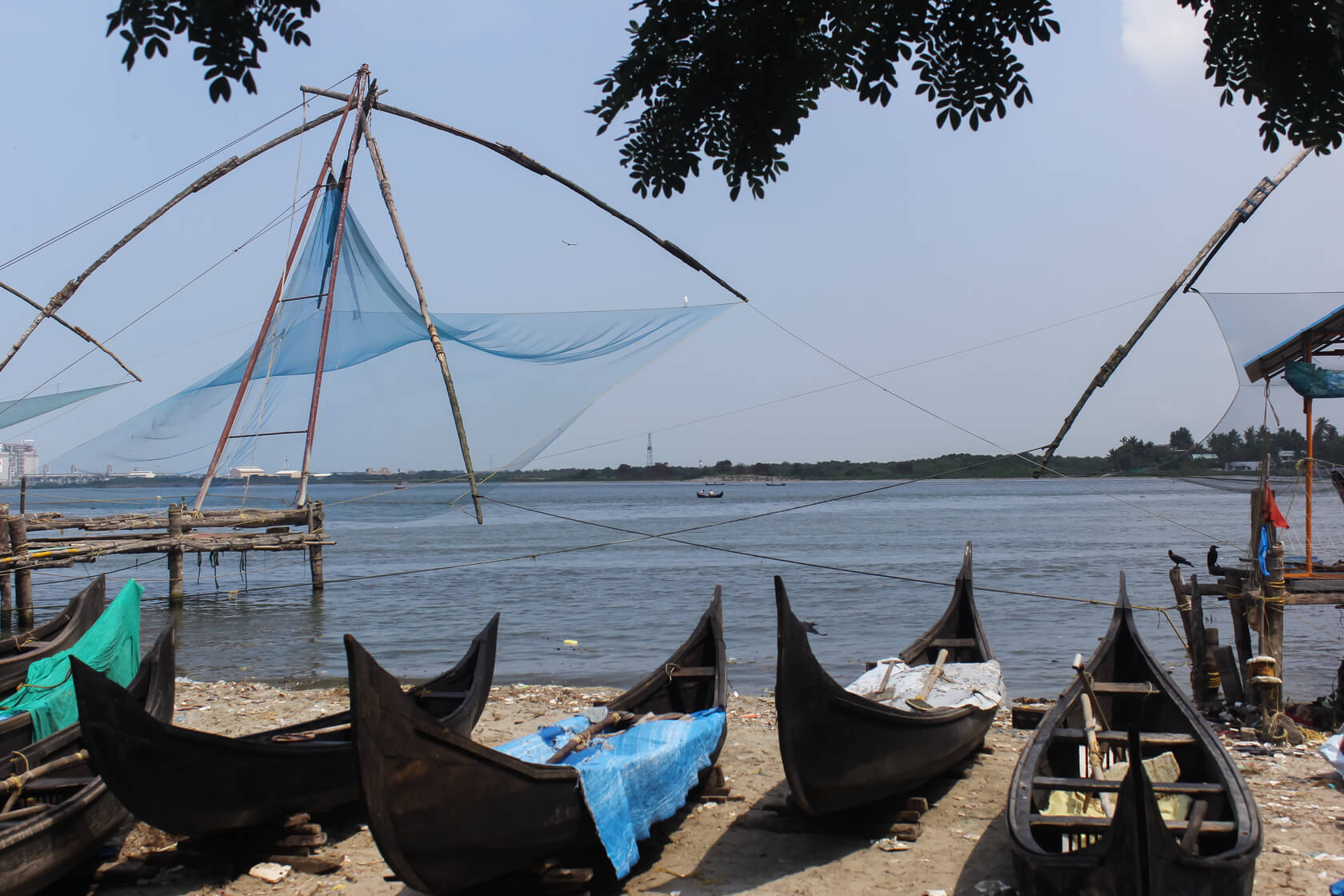 Fort Kochi beach boats