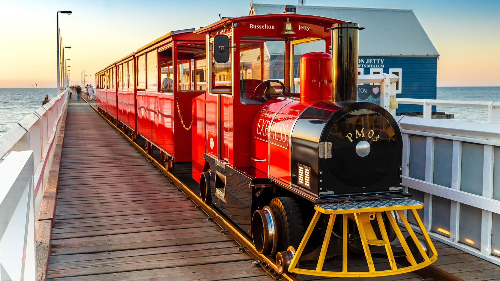 Busselton Jetty Train at sunset